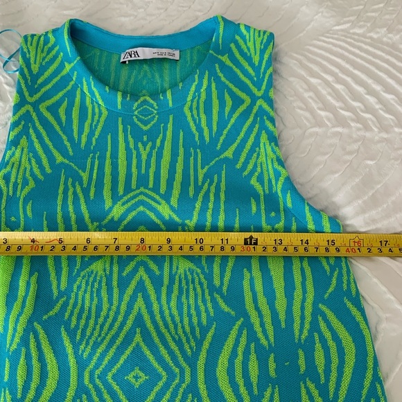 Zara Sleeveless Blue & Green Midi Dress – Summer Vibes, Size S. - Picture 8 of 9